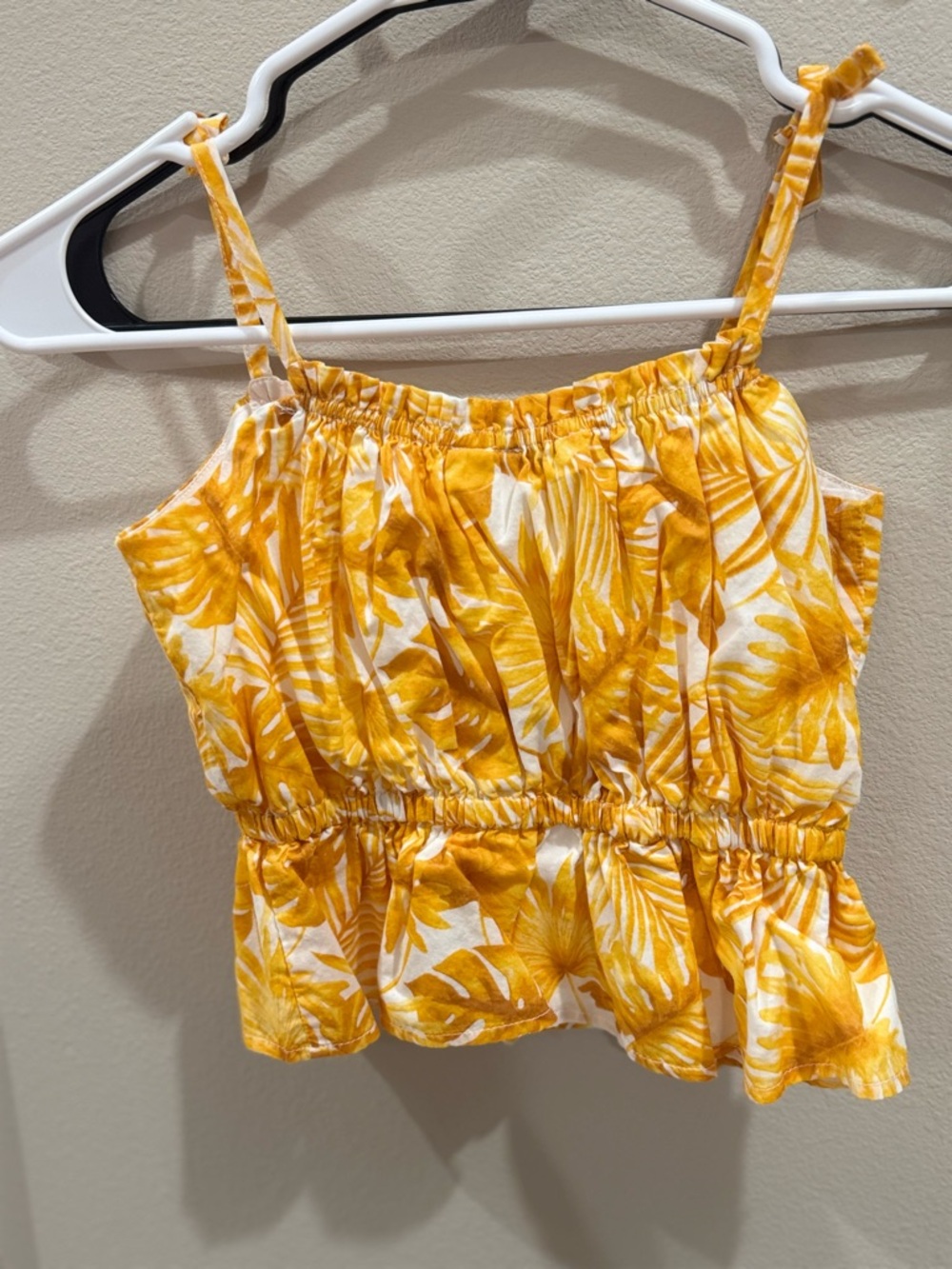 Janie and Jack Yellow Leaf-Print Smocked Tank